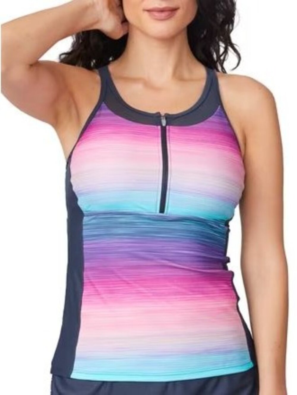 Free Country Mirage Mesh Size Small Swim Tankini Top Padded NWT Sport Sunset Omb